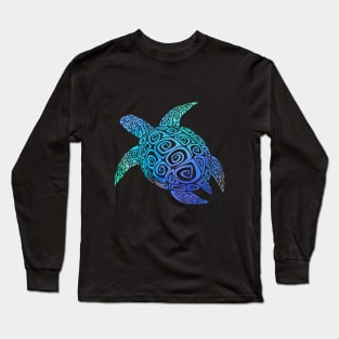 Blue mandala turtle Long Sleeve T-Shirt